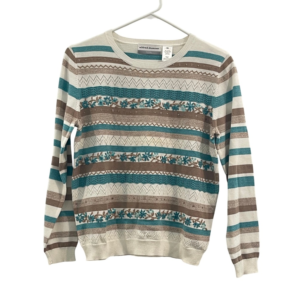 00059 - Alfred Dunner Grand Canyon Floral Striped Knit Sweater‎ Petite Medium PM
